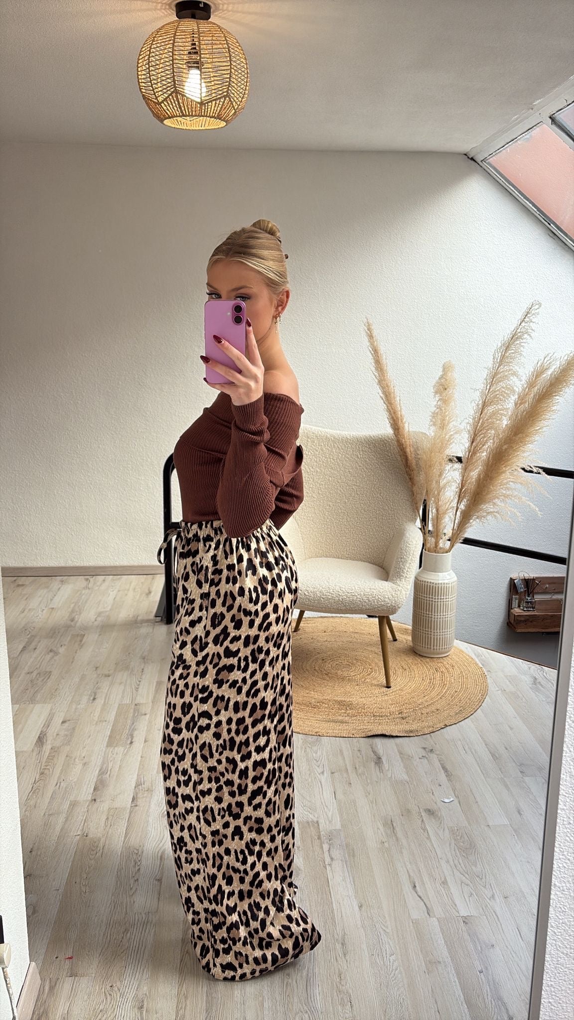 Satijnen broek leopard