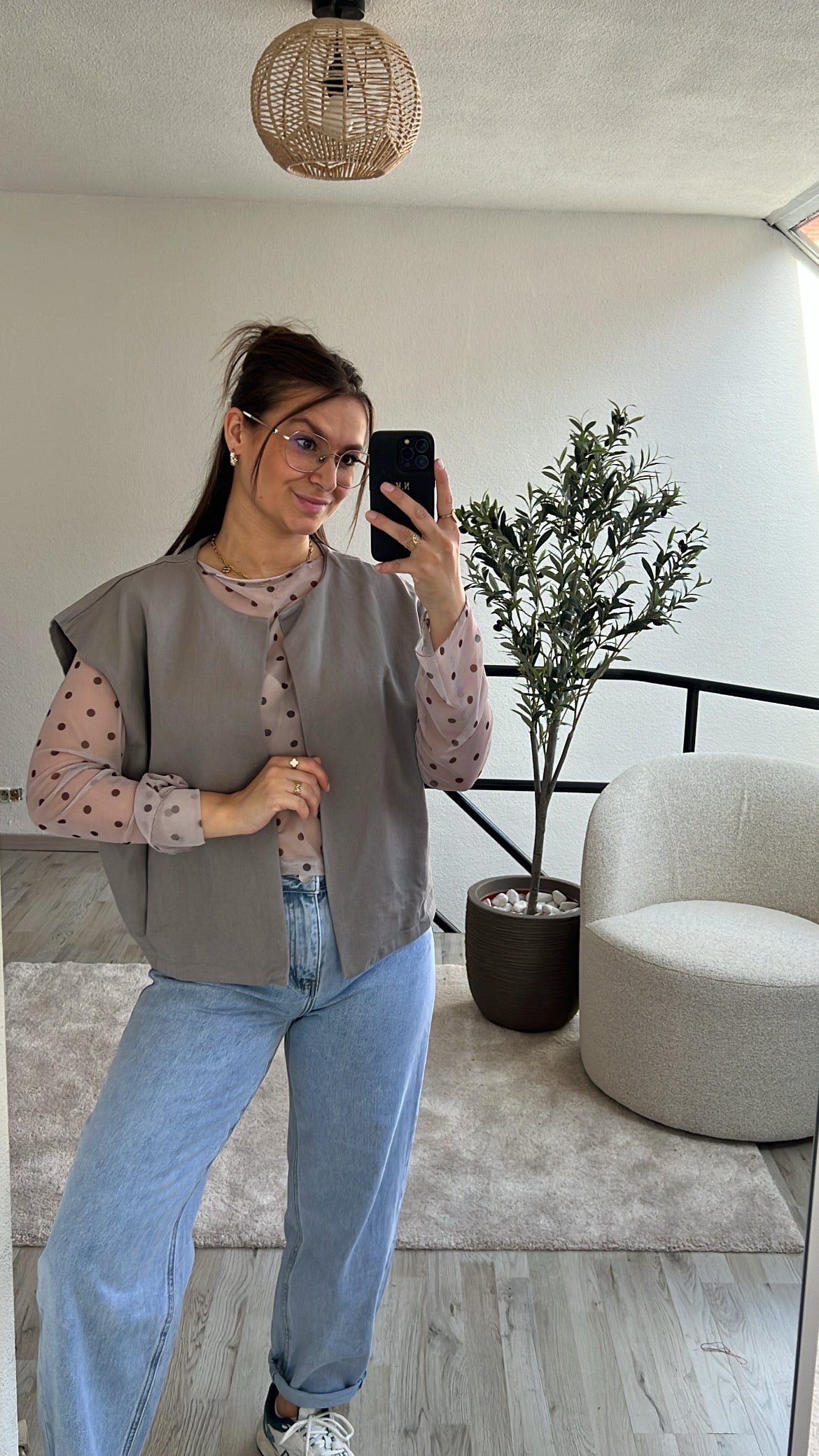 JEANS GILET TAUPE