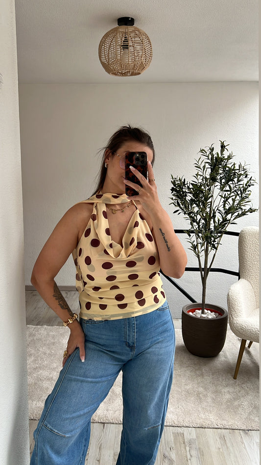 POLKADOT TOP GEEL