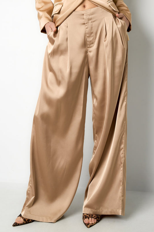 SATIJNEN BROEK BEIGE