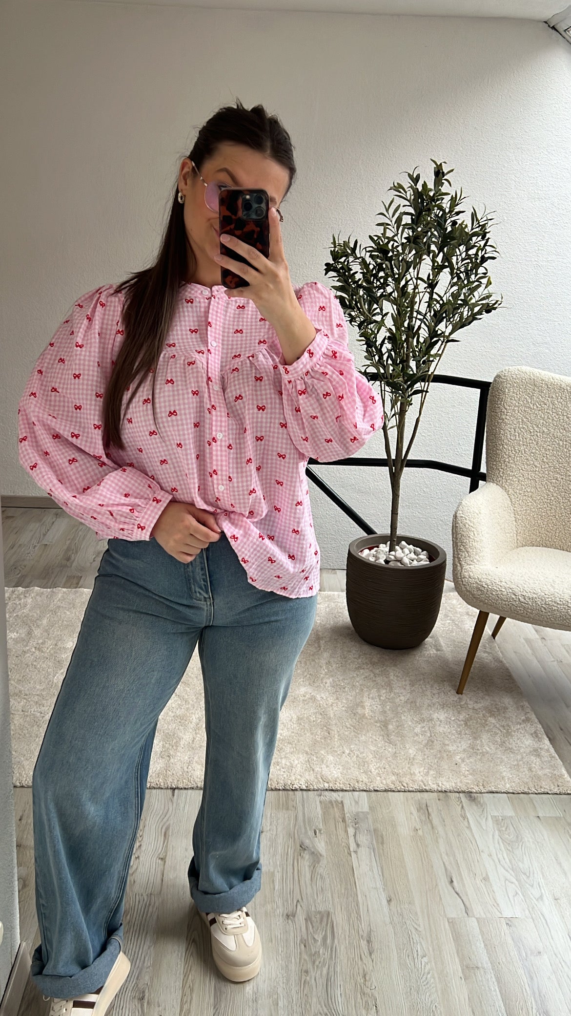 ROZE BLOUSE STRIKJES