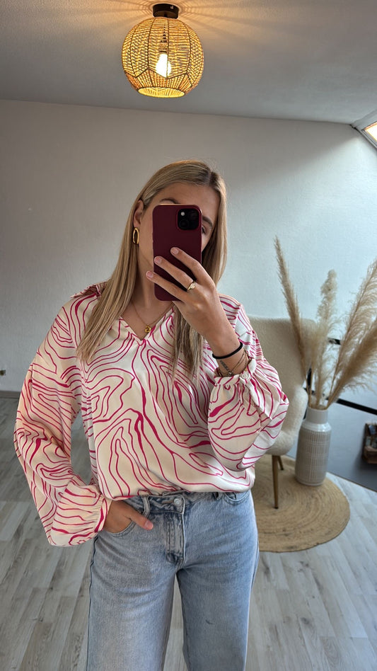 Satijnen blouse print