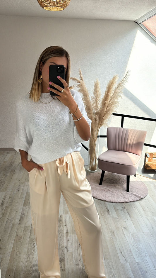 Beige satijnen broek