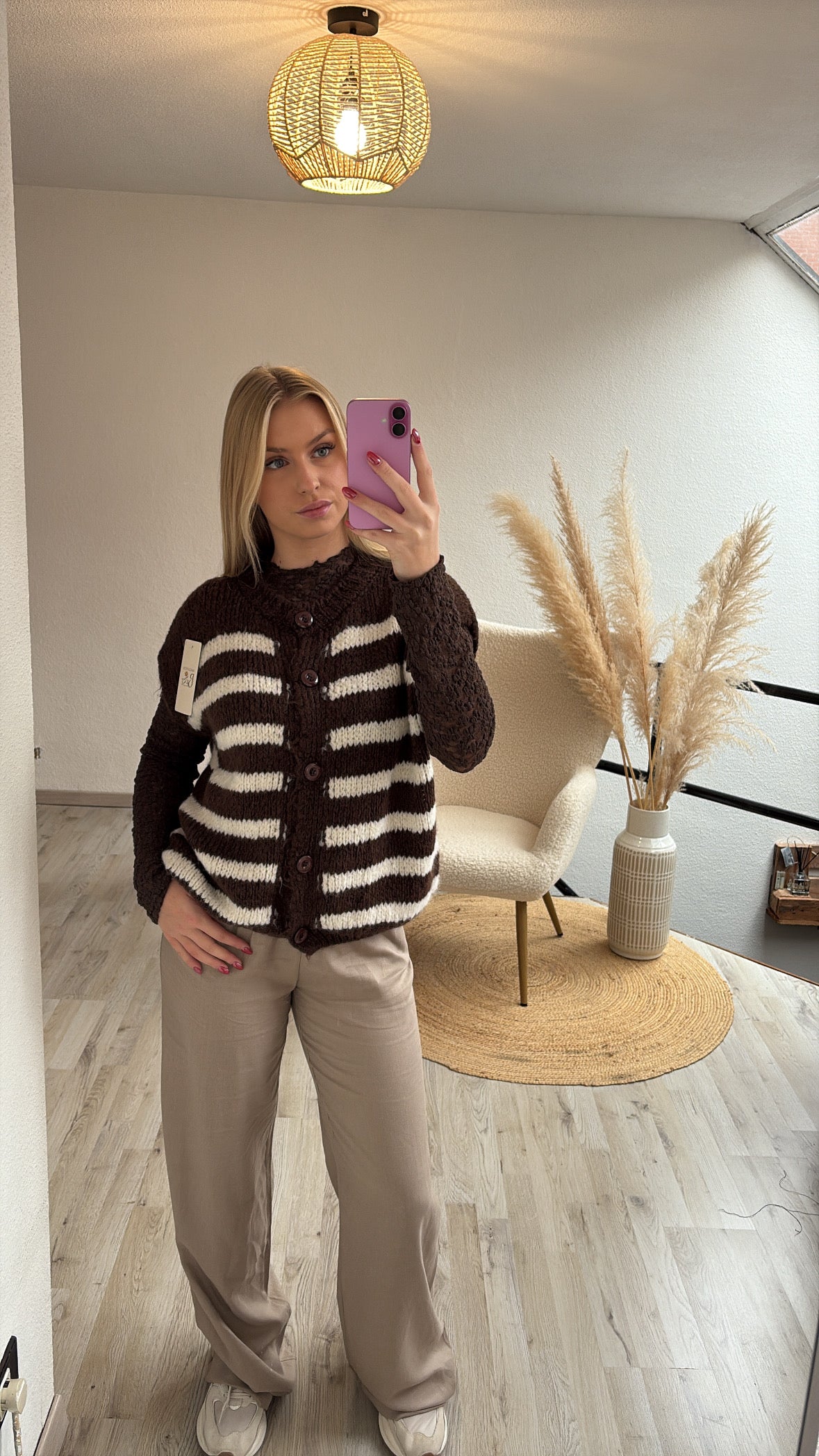 Gestreepte gilet bruin