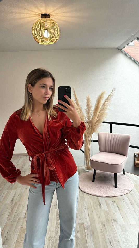 Velvet wikkelblouse