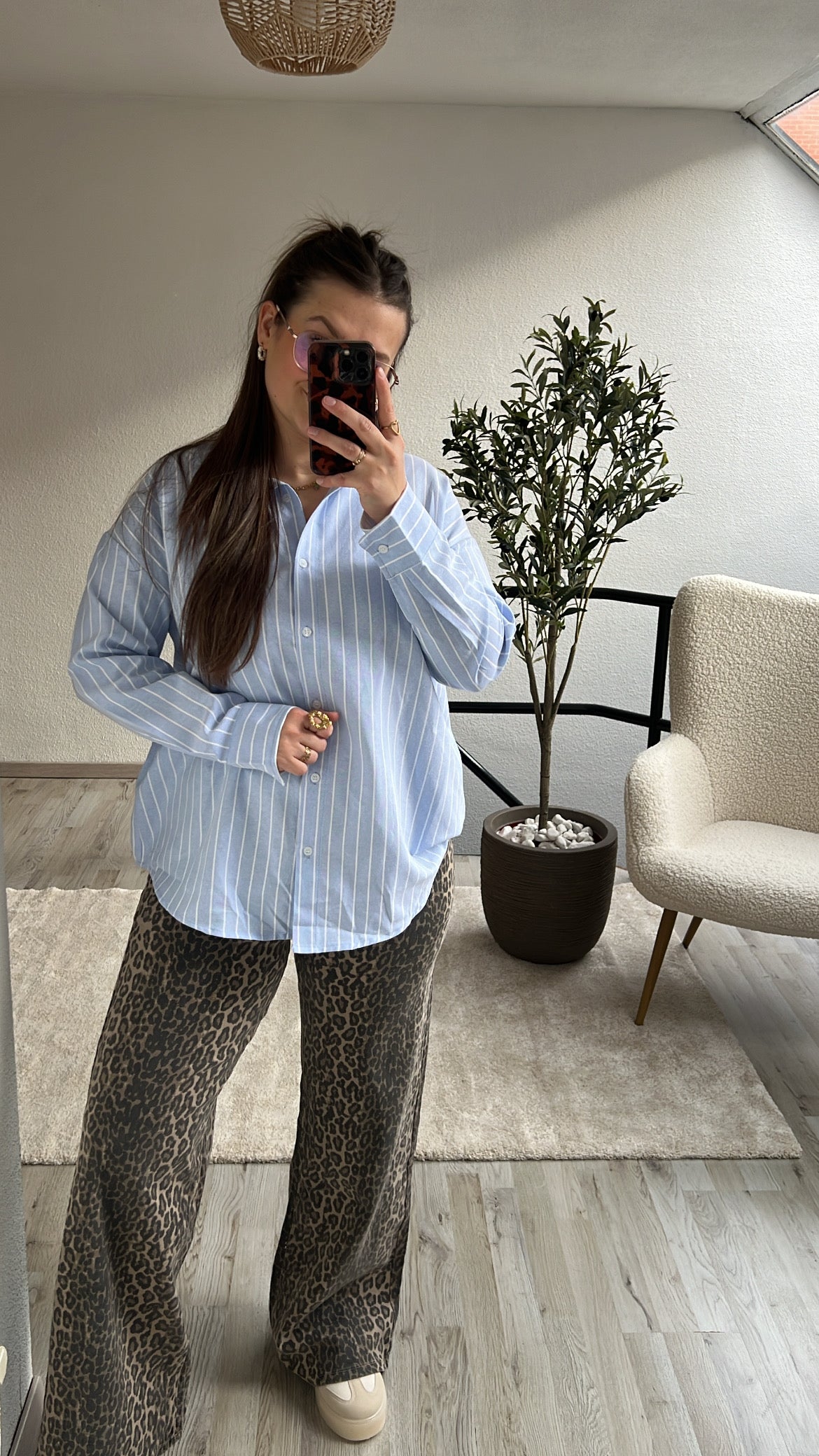 GESTREEPTE BLOUSE BLAUW