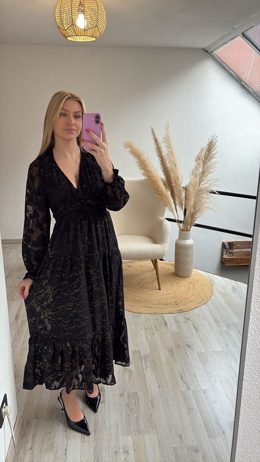 Maxijurk zwart/goud