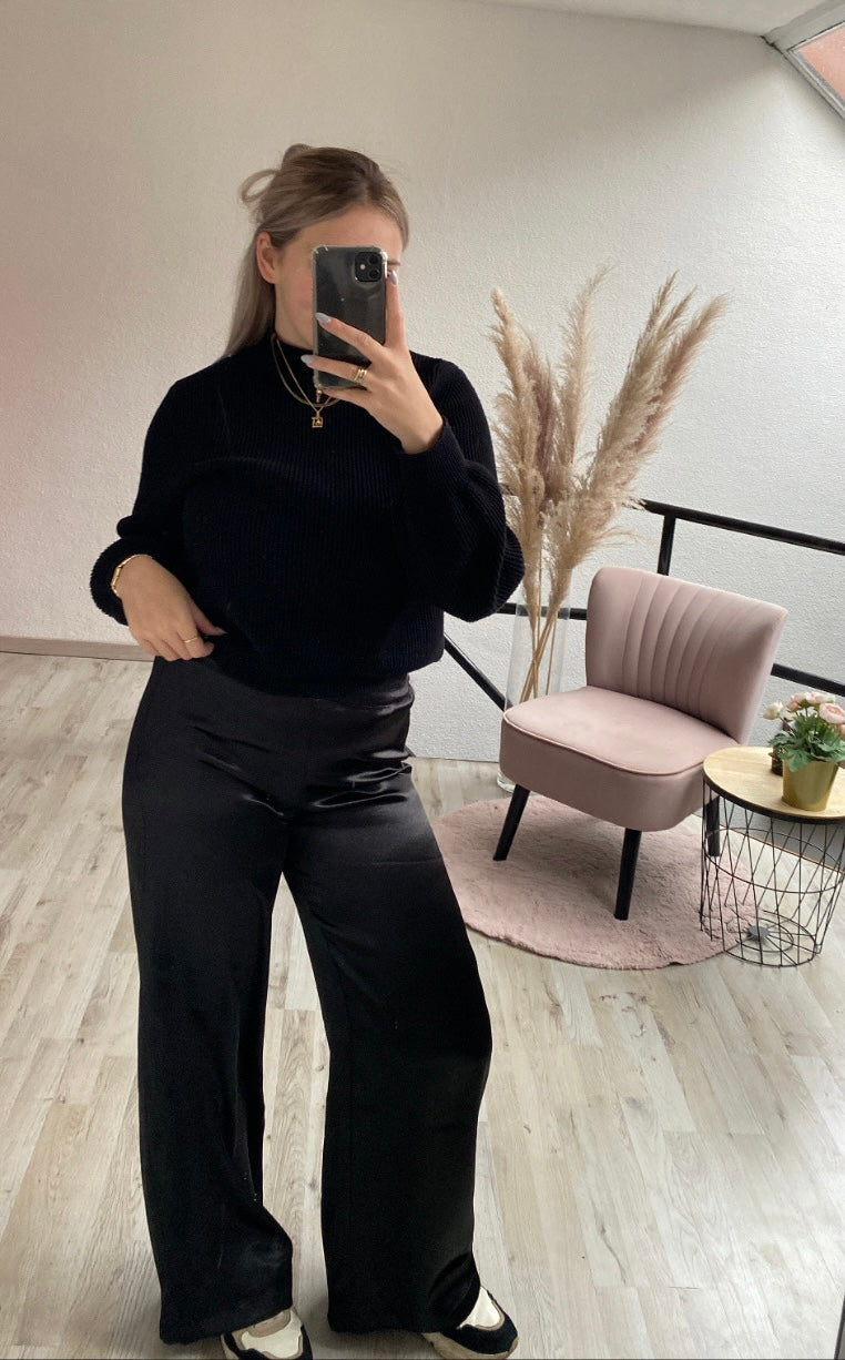 Satijnen broek zwart