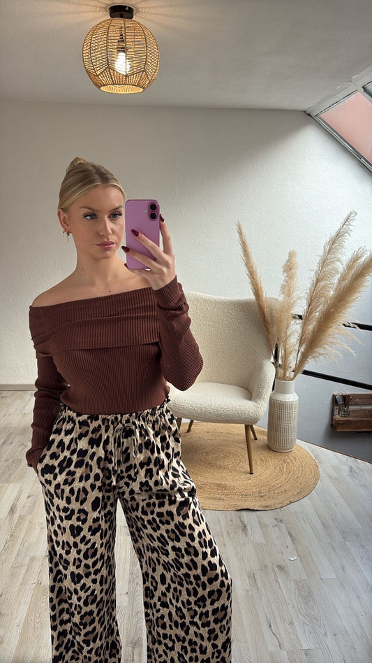 Satijnen broek leopard