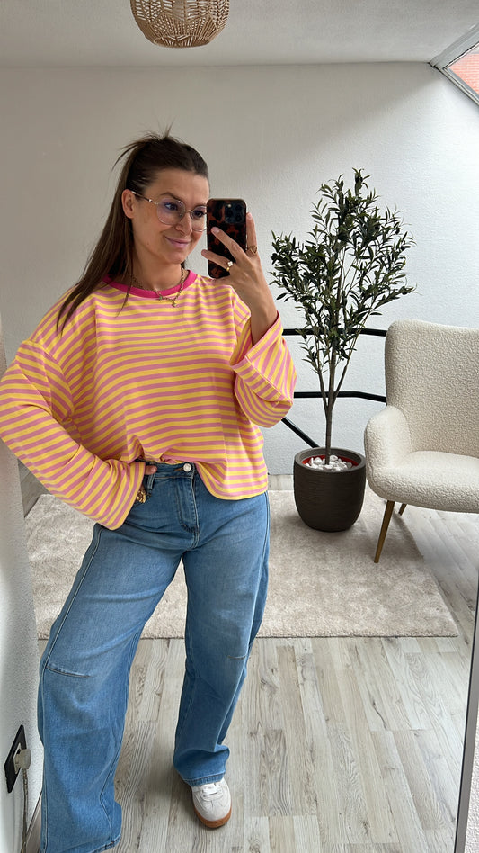 STRIPED LONGSLEEVE GEEL-ROZE