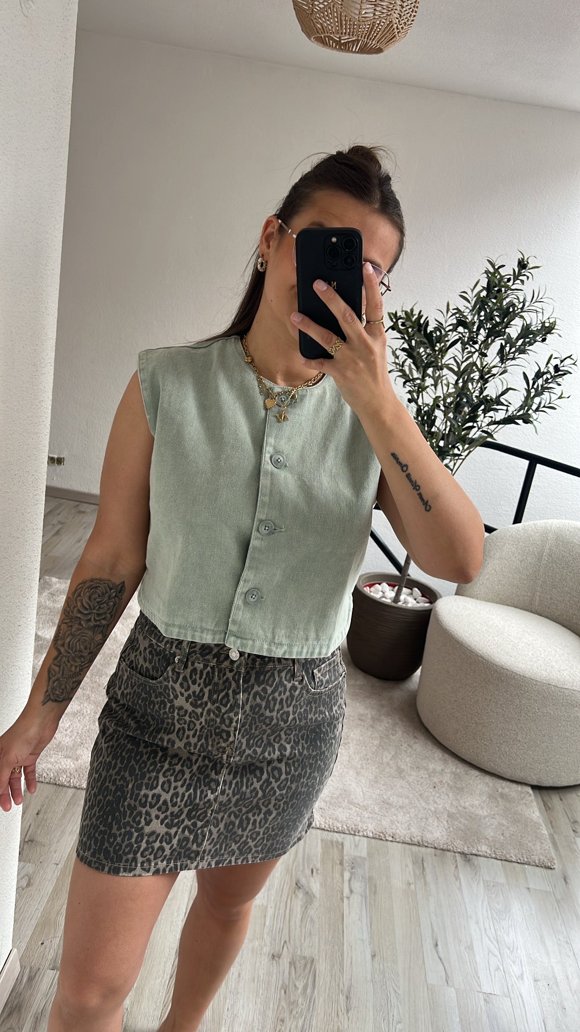 LEOPARD JEANSROK