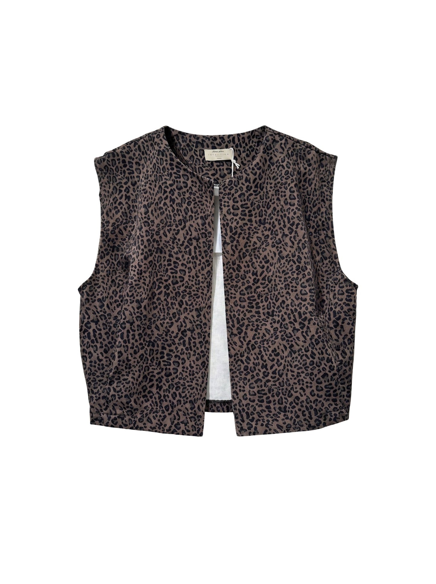 LEOPARD GILET BRUIN