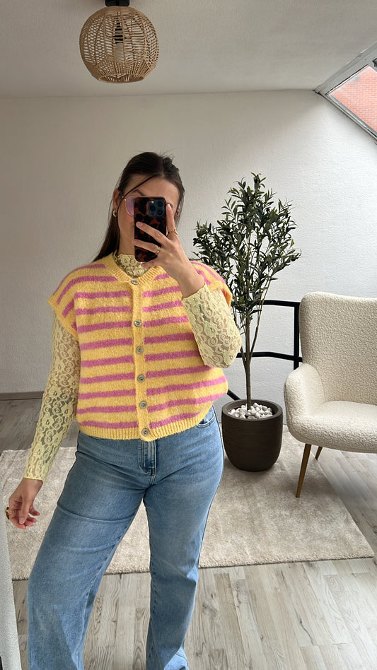 DEBARDEUR GEEL - ROZE