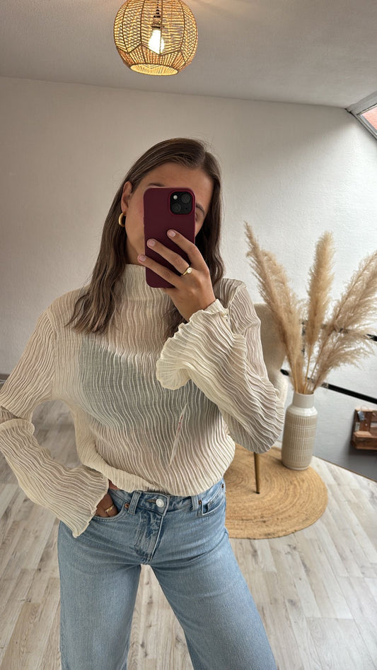 Mesh blouse beige