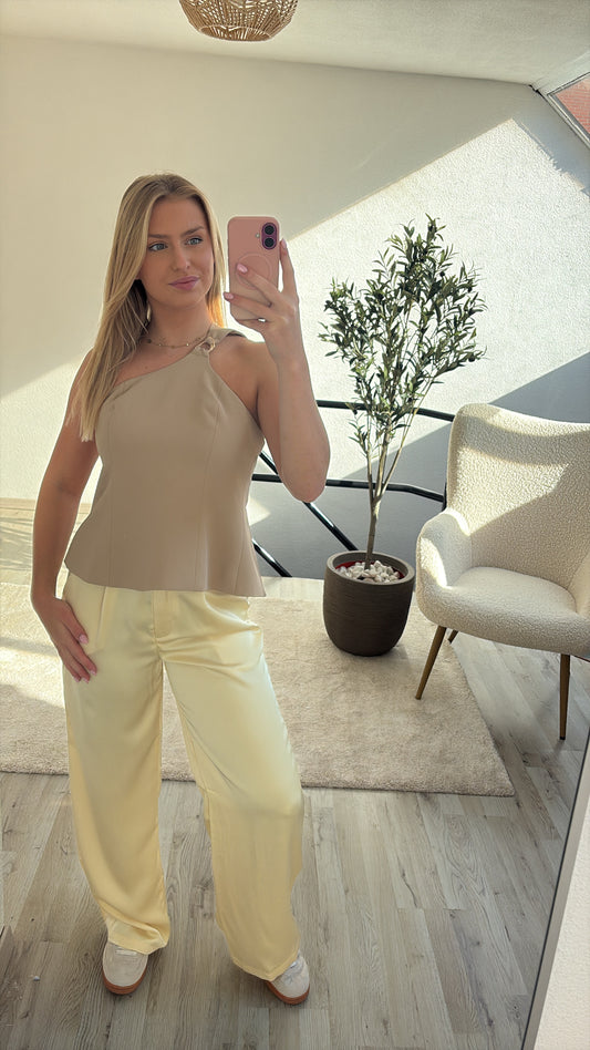 SATIN BROEK GEEL