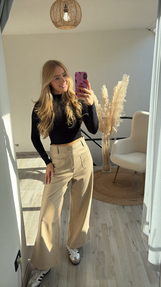 Lederlook broek