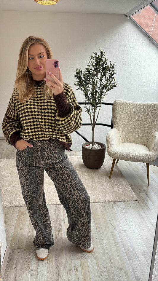 GEBLOKTE KNIT GEEL-BRUIN