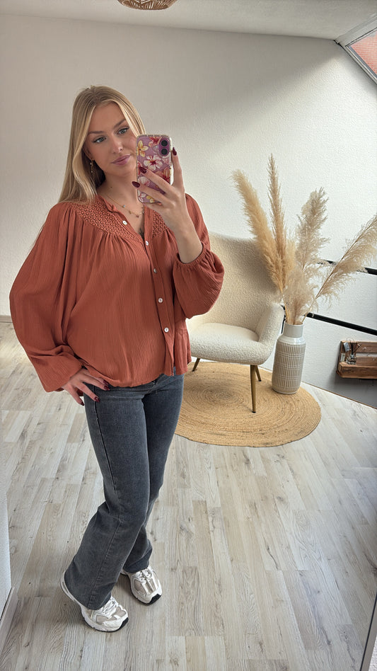 Tetrablouse roestkleur