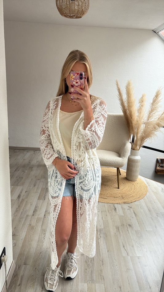 Kanten kimono wit