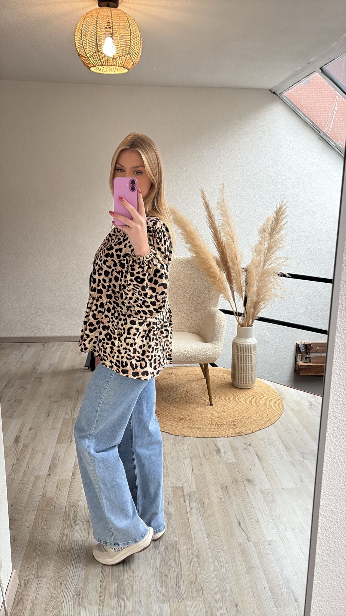 Leopard blouse strikjes