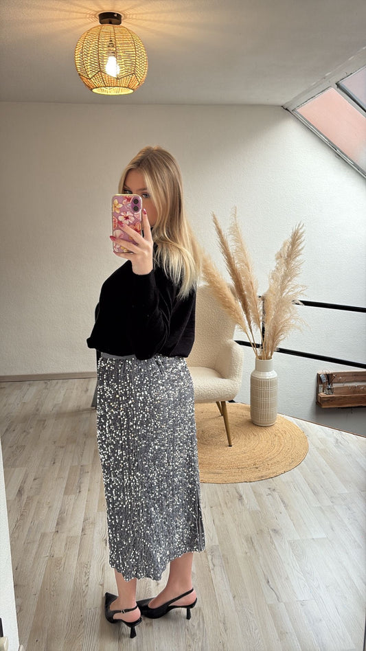 Glitterrok zilver