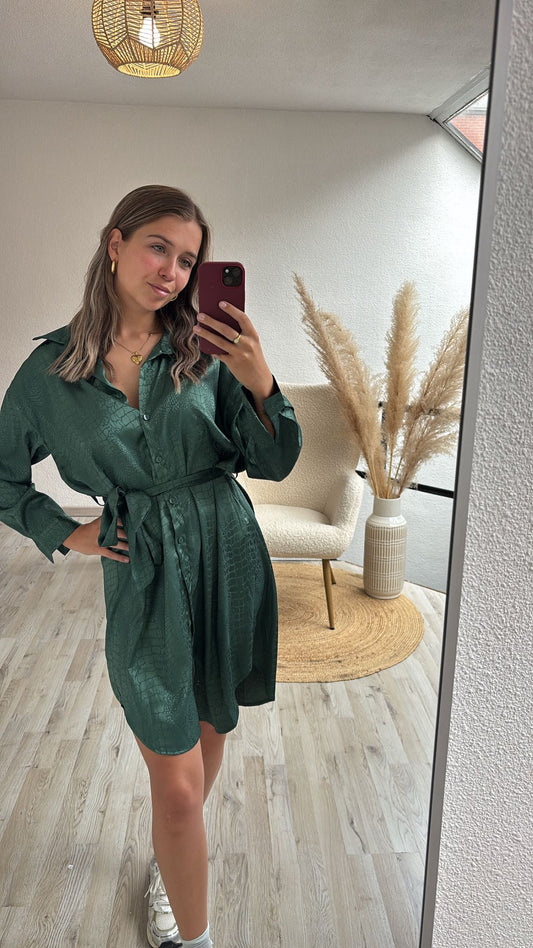 Satijnen jurk groen