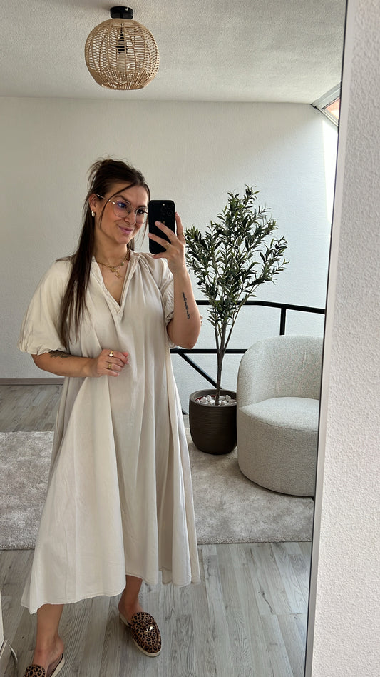 BEIGE JURK POFMOUW