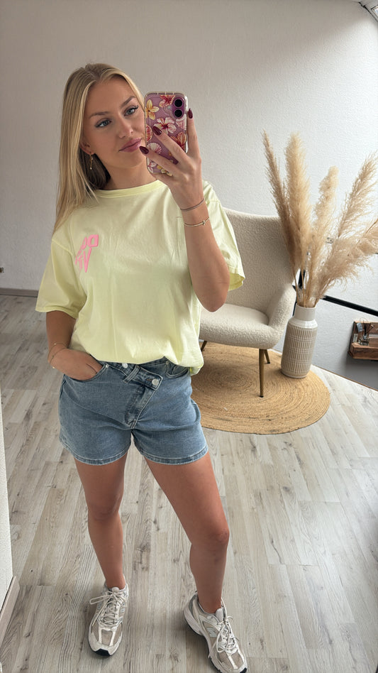 Jeansshort schuine sluiting