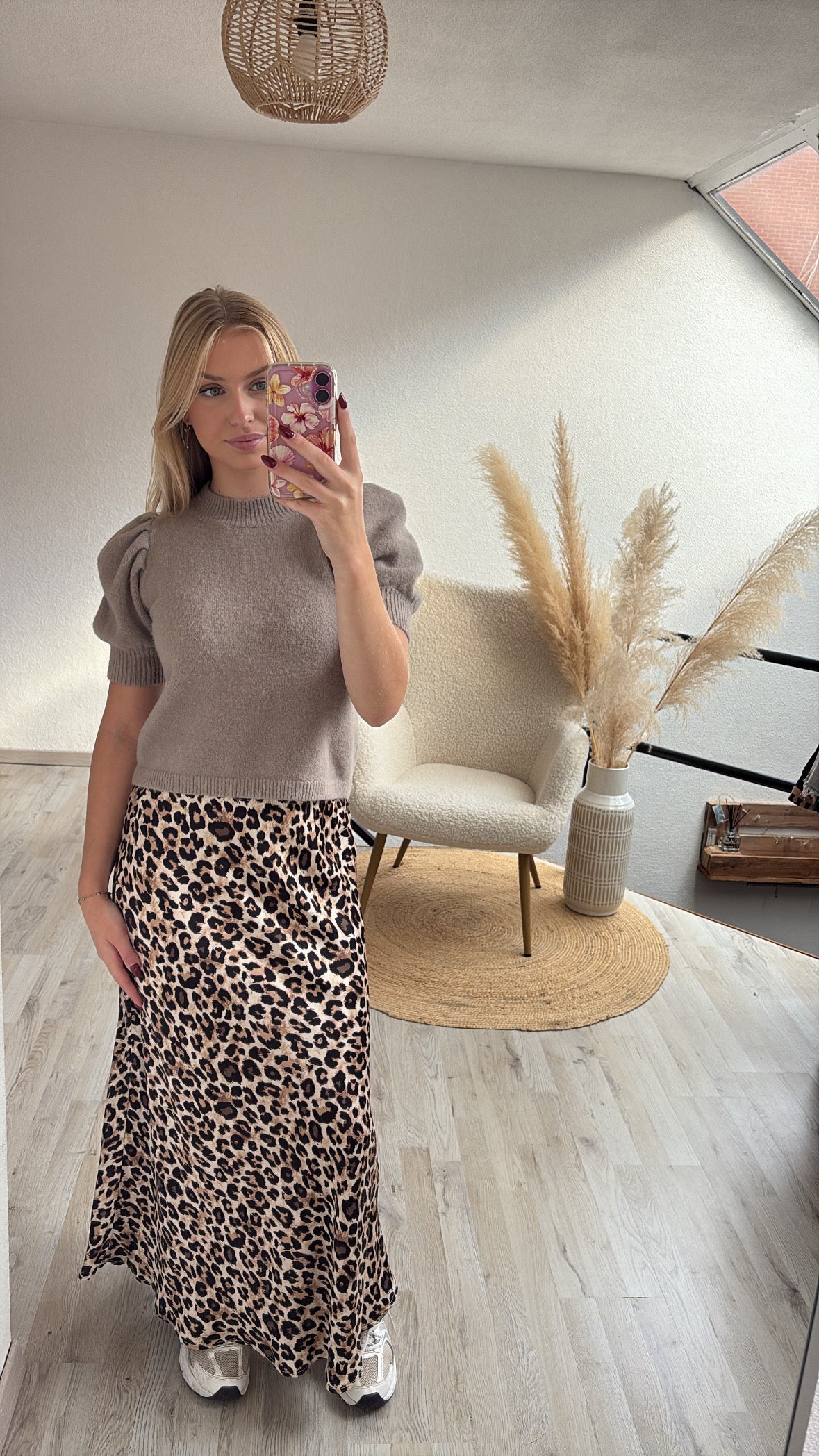 Leopard satijnen rok