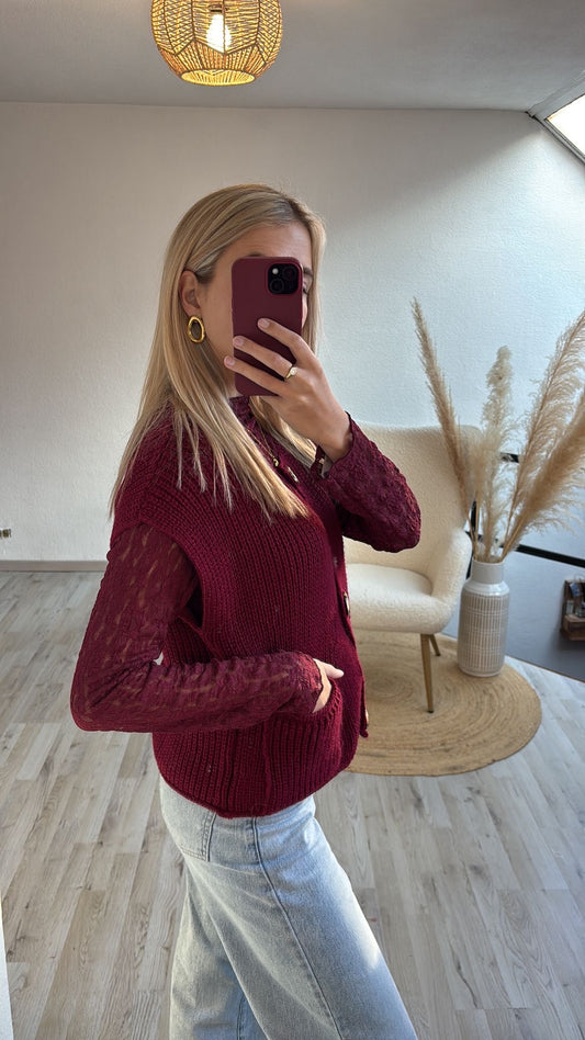 Kanten longsleeve burgundy