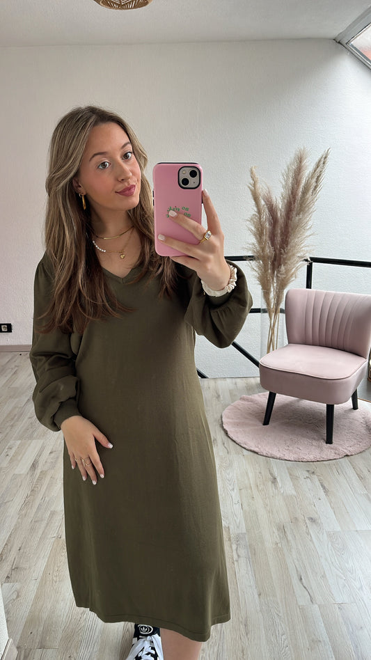 Khaki knit jurk