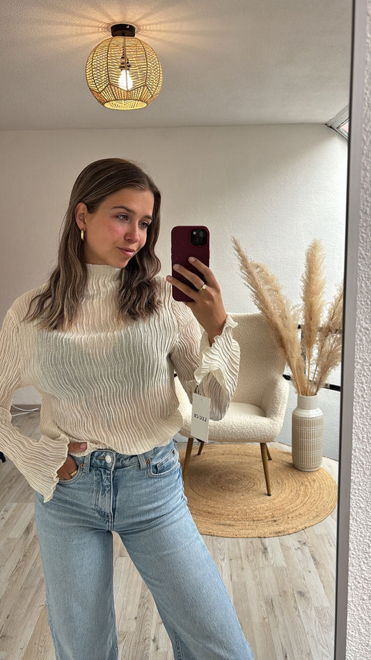 Mesh blouse beige