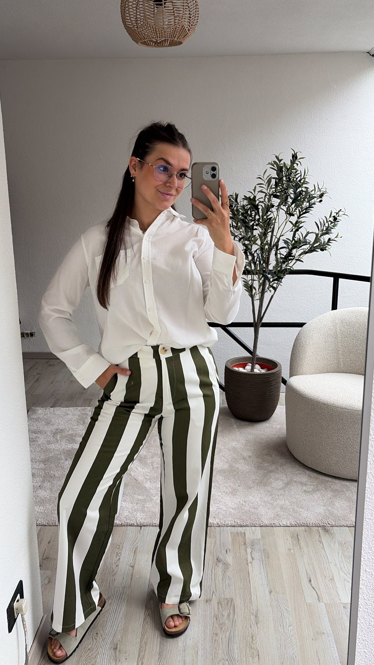 STRIPED JEANS KHAKI