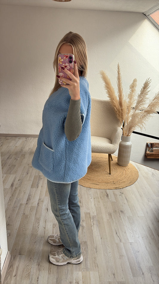 Teddygilet blauw
