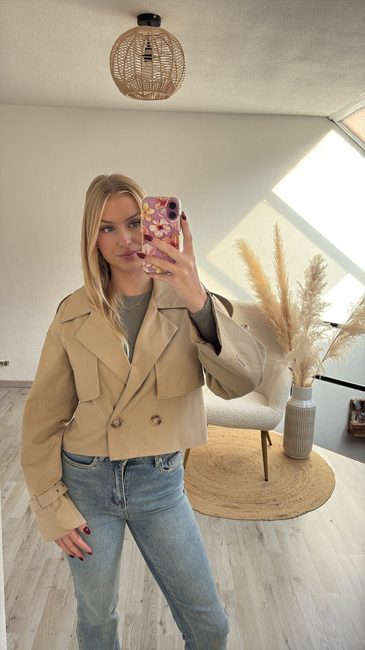 Beige trenchcoat kort