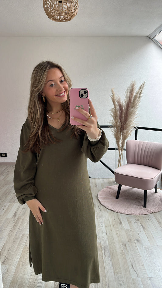 Khaki knit jurk