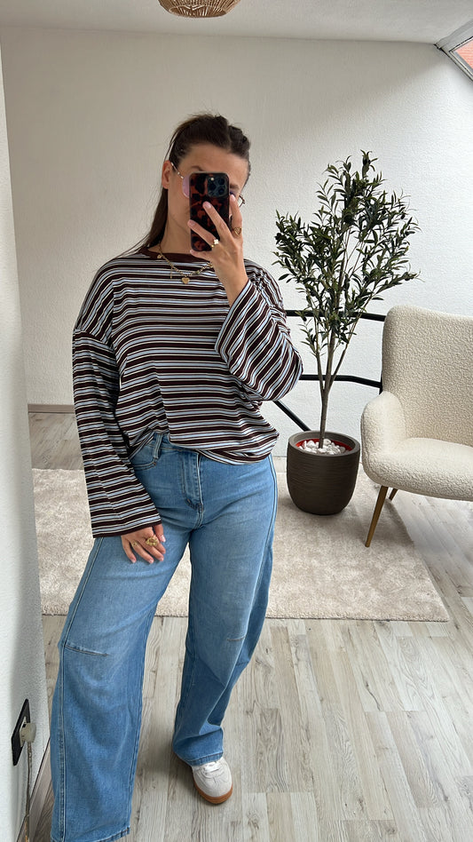 LONGSLEEVE BLAUW-BRUIN