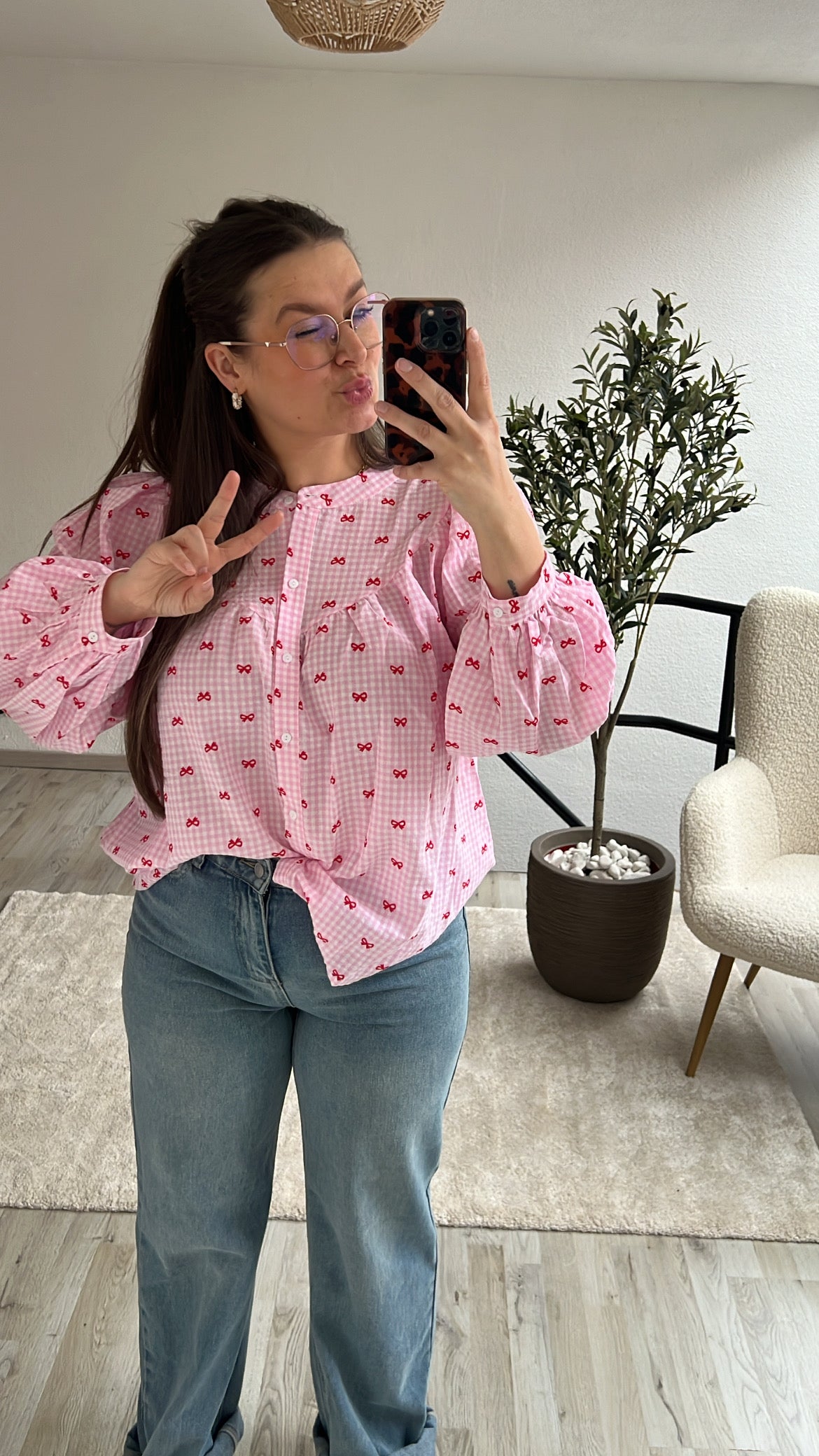 ROZE BLOUSE STRIKJES