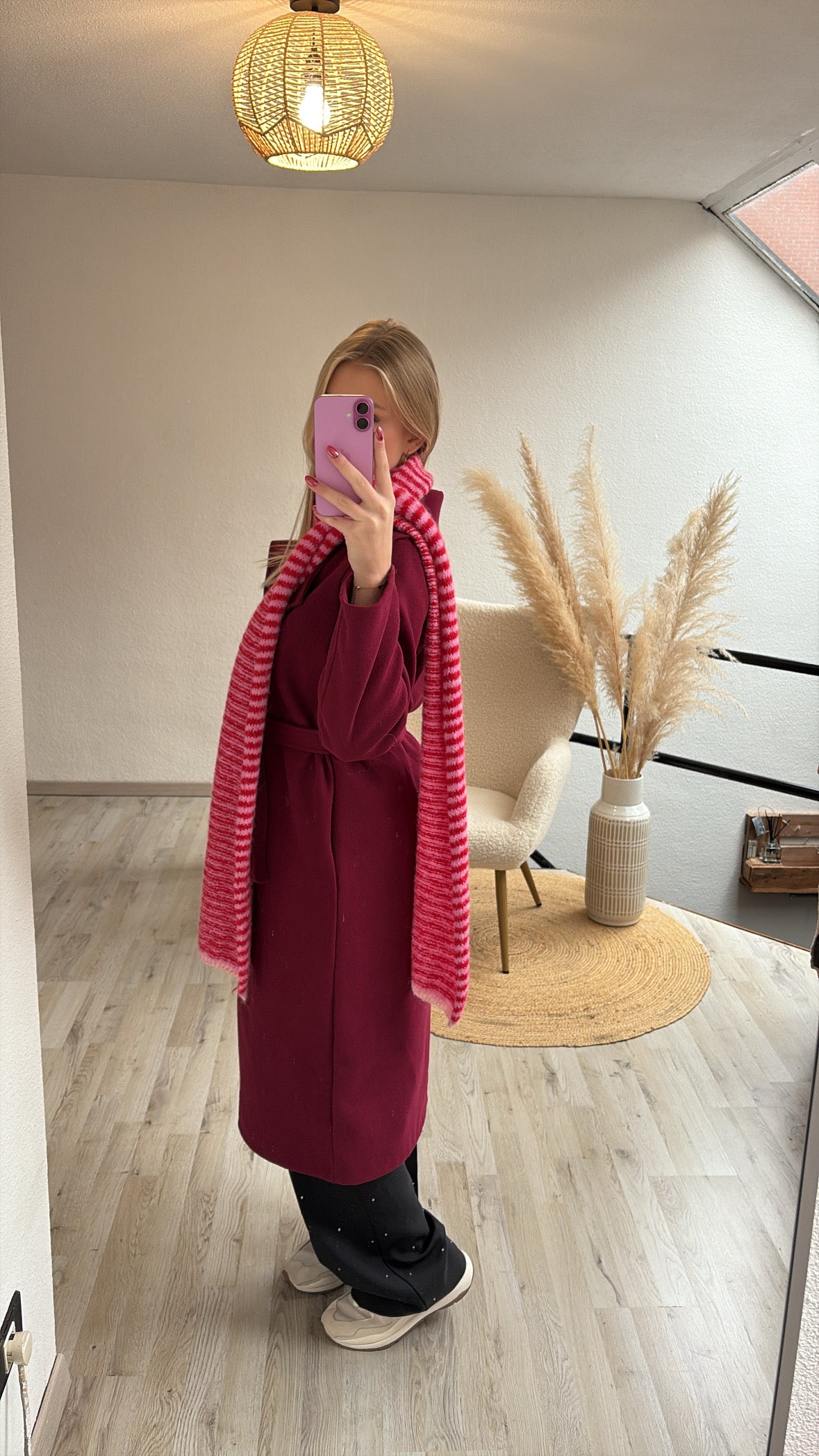 Gestreepte sjaal roze