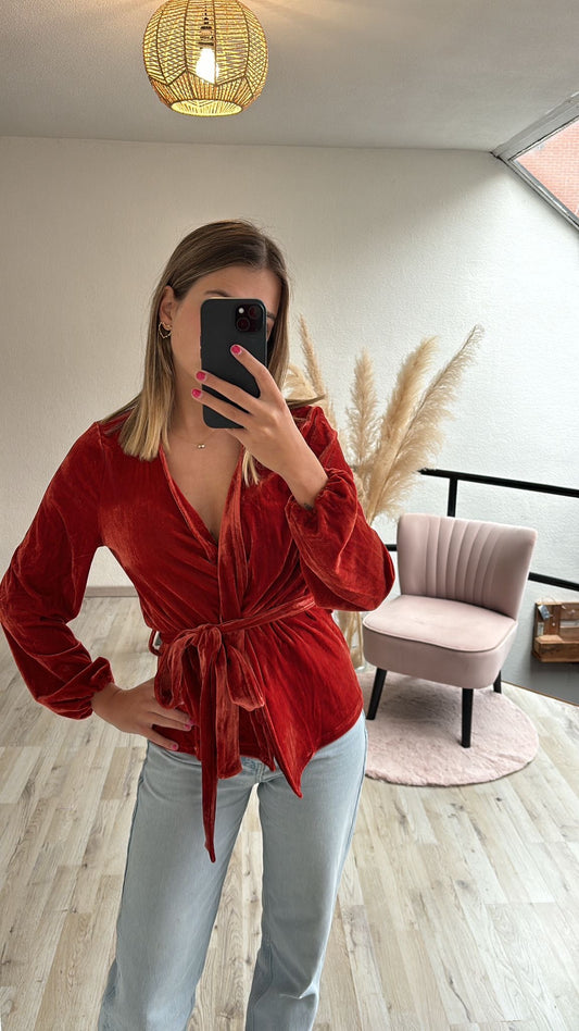 Velvet wikkelblouse