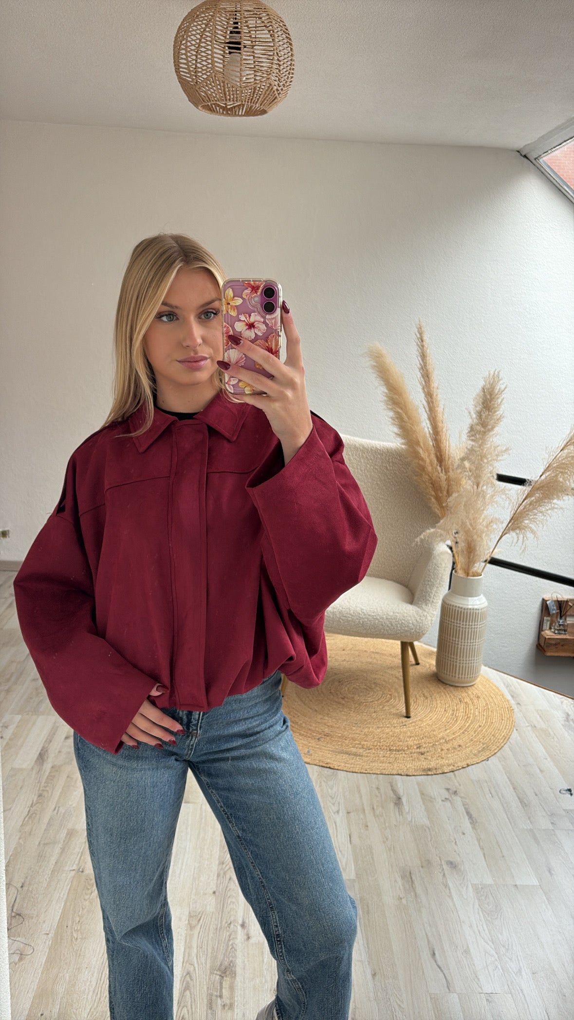 Suede bomber burgundy
