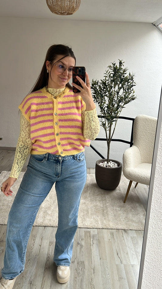 DEBARDEUR GEEL - ROZE