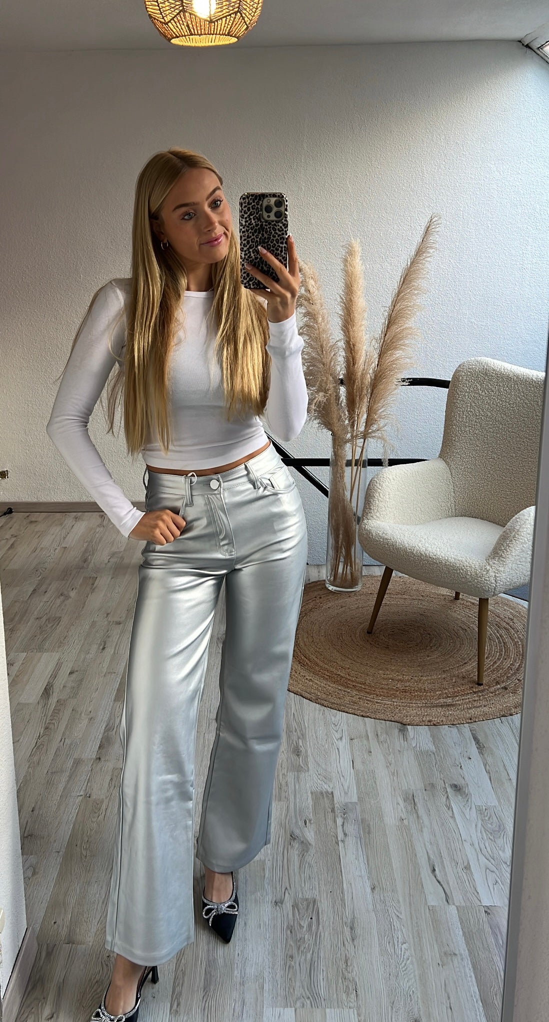 Metallic broek zilver