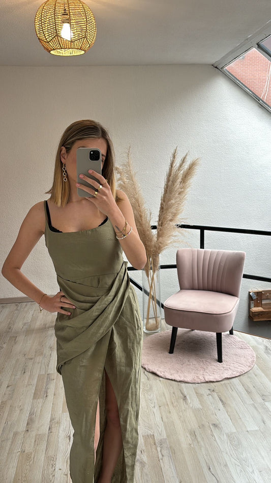 Khaki maxijurk