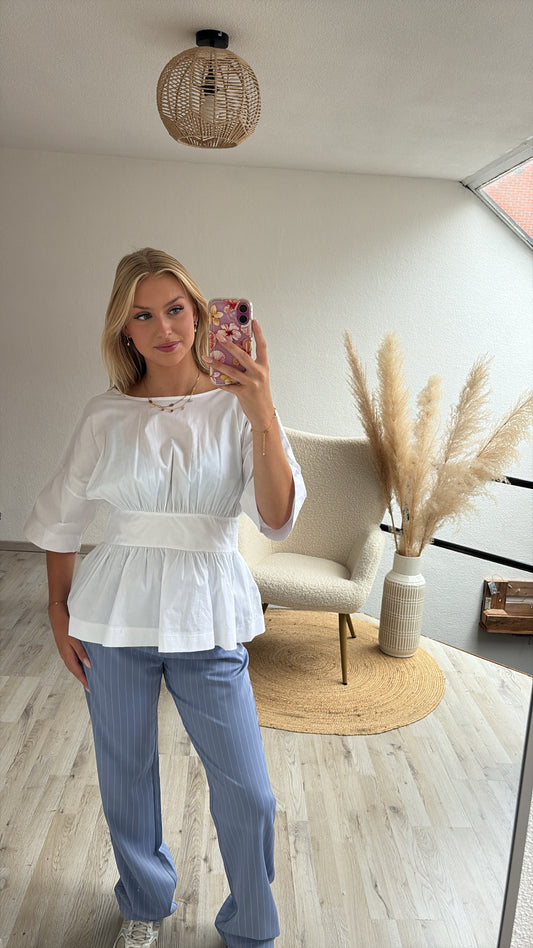 Blauwe pantalon streep