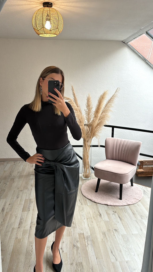 Lederlook rok zwart