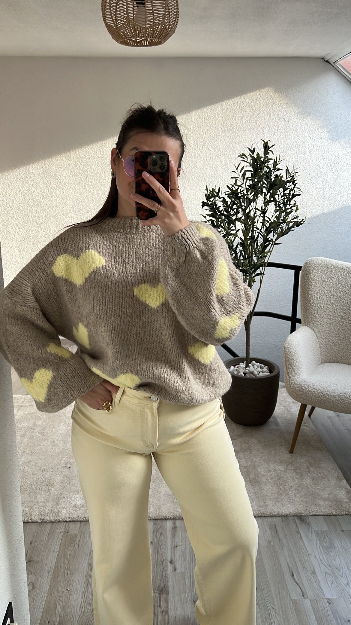 BEIGE KNIT HARTJES