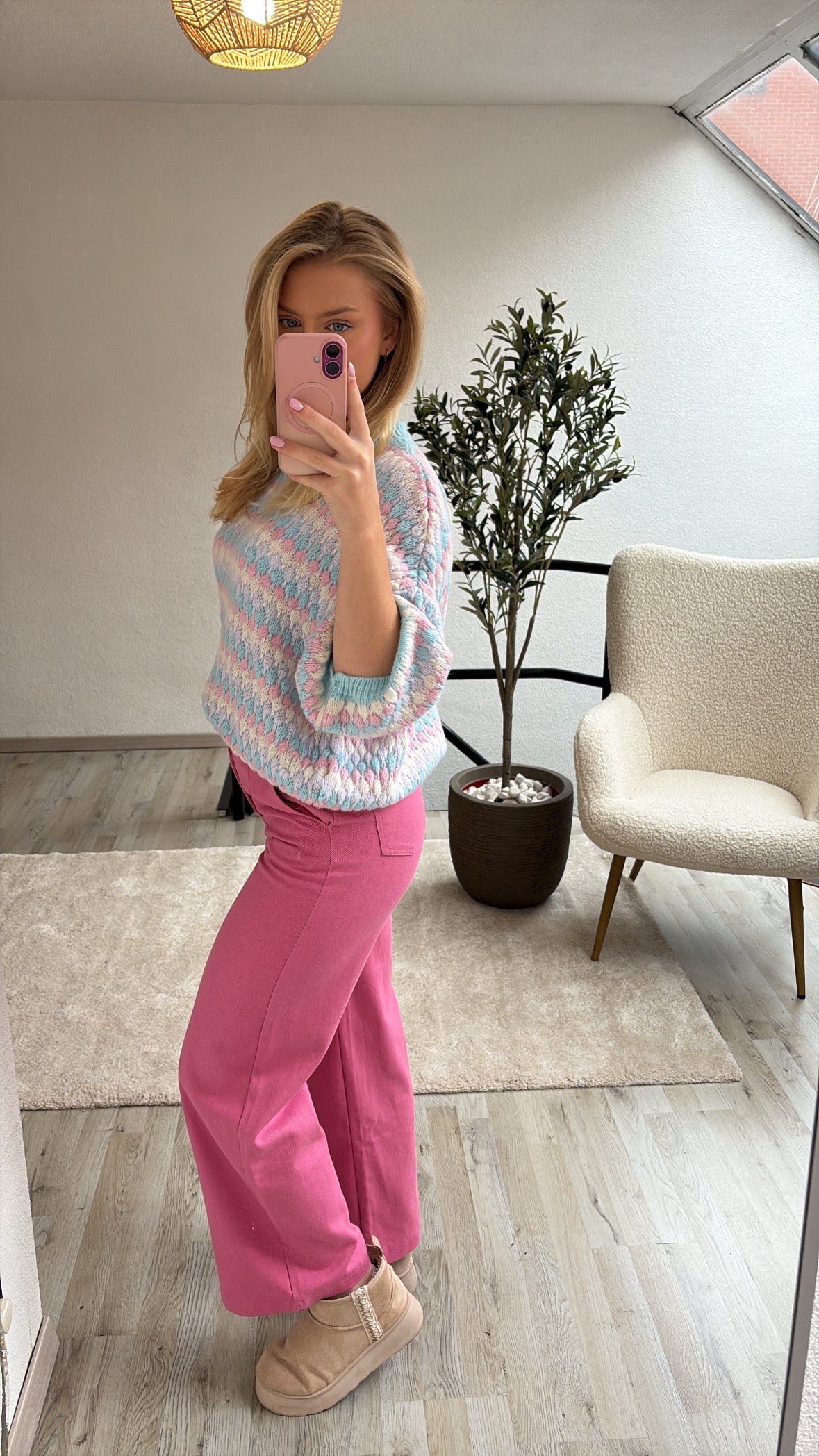 PASTEL KNIT BLAUW-ROZE