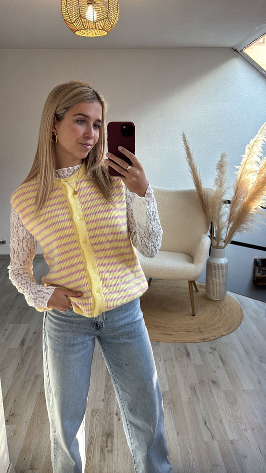 Gestreepte knit geel