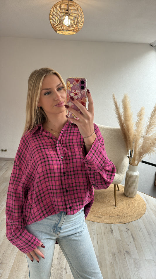 Geruit hemd roze
